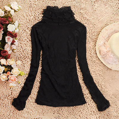 冬款加厚韓版蕾絲打底衫 雙層花邊領(lǐng)，優(yōu)雅與溫暖并存